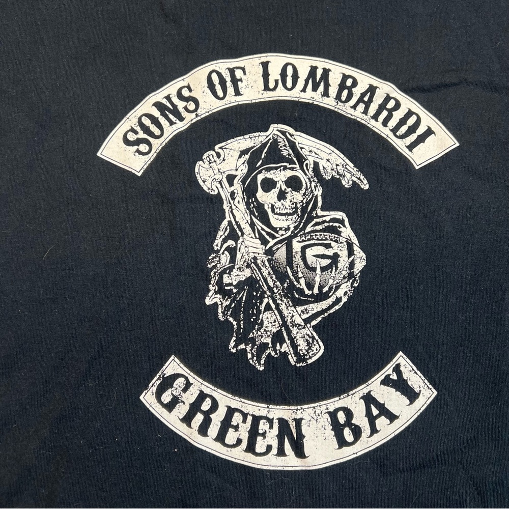 Green Bay Packers Skull Reaper Graphic T Shirt Mens 2XL Black NFL Football